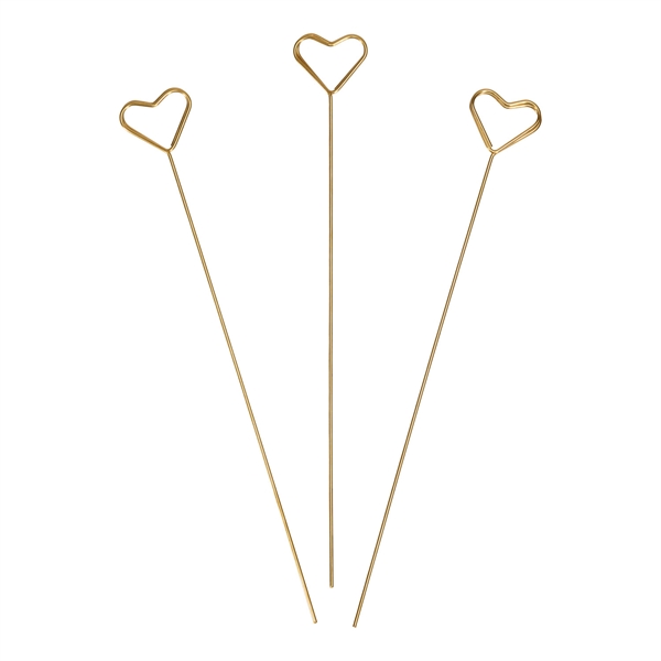 Kortholder Hjerte metal guld 20cm, 3 stk. binderiartikler