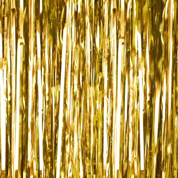 Lametta forhæng/backdrop guld 2,5m x 90cm festartikler