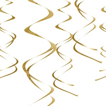 Swirls hængende dekoration guld, 5 stk. festartikler