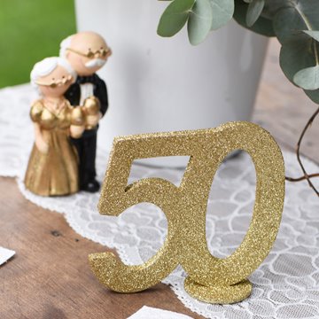 Guldbryllup 50 år bordpynt guldglimmer 10cm festartikler