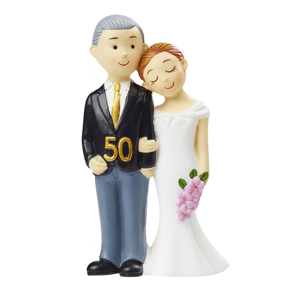 Figur Guldbryllup 50 år 8cm guldbryllupspynt