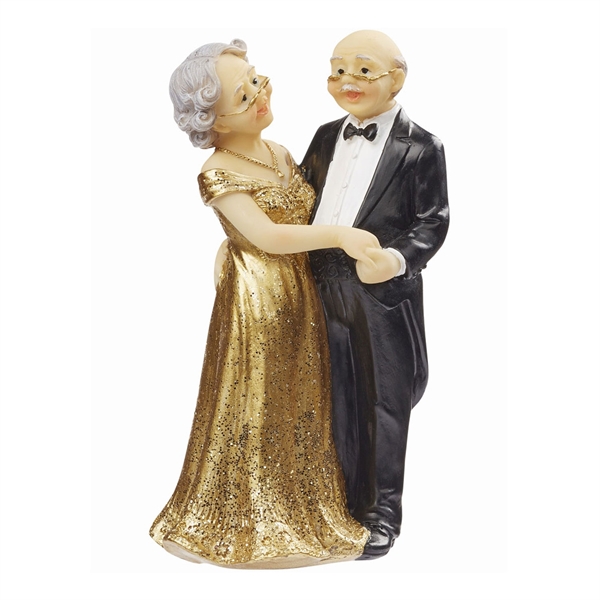 Figur Guldbryllup dansende par 11,5cm guldbryllupspynt