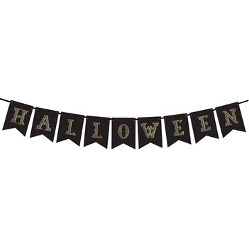 Banner Halloween sort/guld 1,75m festartikler