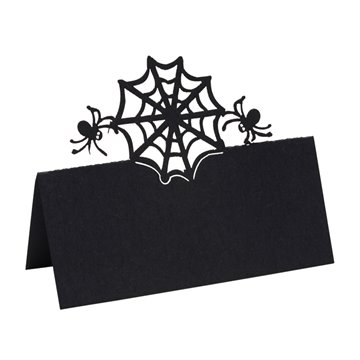 Bordkort Halloween med spindelvæv og edderkopper, 10 stk. festartikler