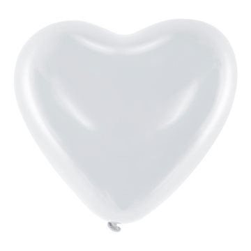 Balloner Hjerte hvid 26cm, 100 stk. festartikler