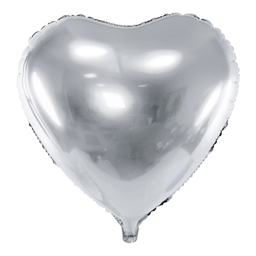 Folieballon Hjerte sølv 61cm festartikler