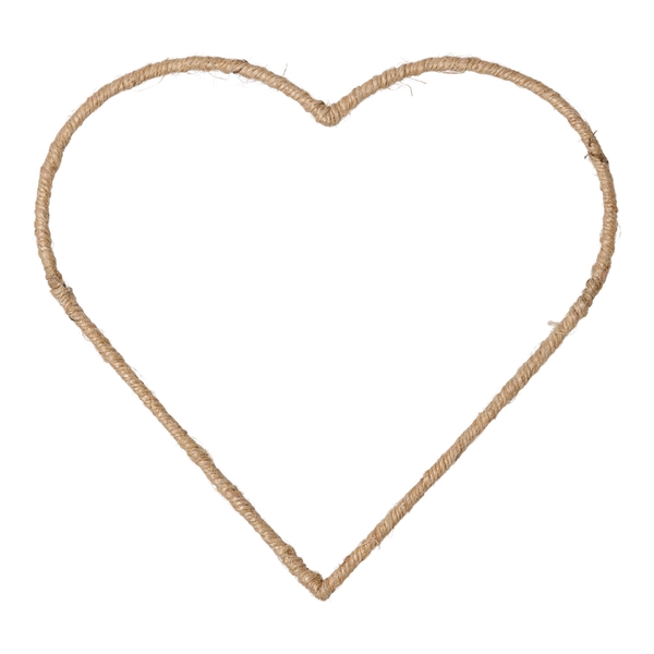 Metal Hjerte med jute natur 25cm binderiartikler
