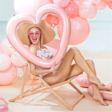 Folieballon Hjerte selfie-ramme rosa 73cm x 72cm bryllupssjov