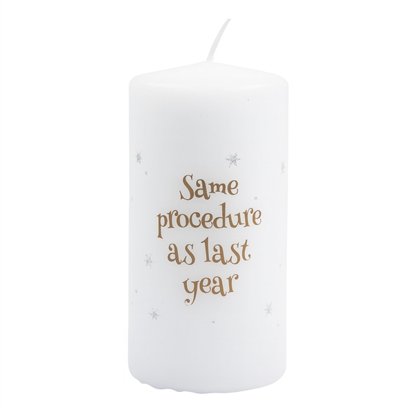 Bloklys Same Procedure As.../90 års fødselsdag hvid/guld 11cm nytårspynt