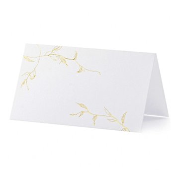 Bordkort Guldblade hvid/guld 5,5cm x 9,5cm, 10 stk. festartikler