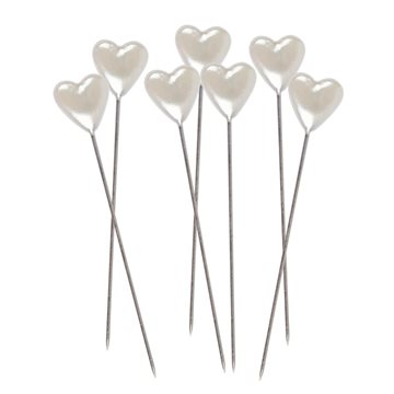 Dekorationsnål Hjerte hvid 5,5cm, 40 stk. bryllup