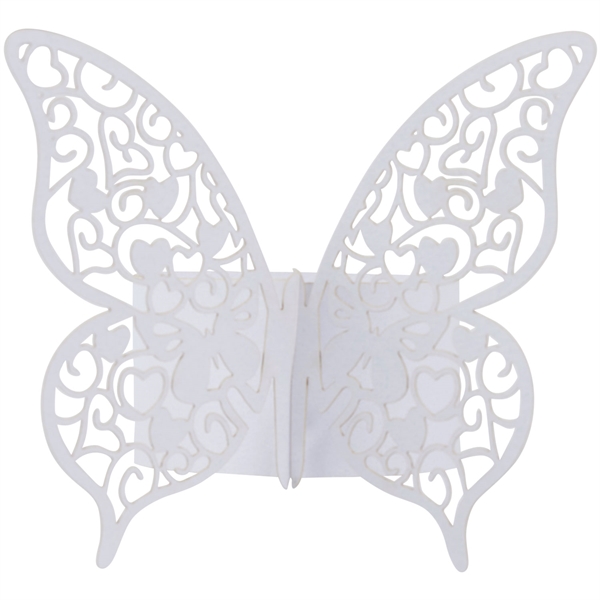 Servietring Sommerfugl hvid perlemor, 10 stk. borddækning