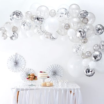 Ballonbue-Kit hvid/sølv 4m festartikler