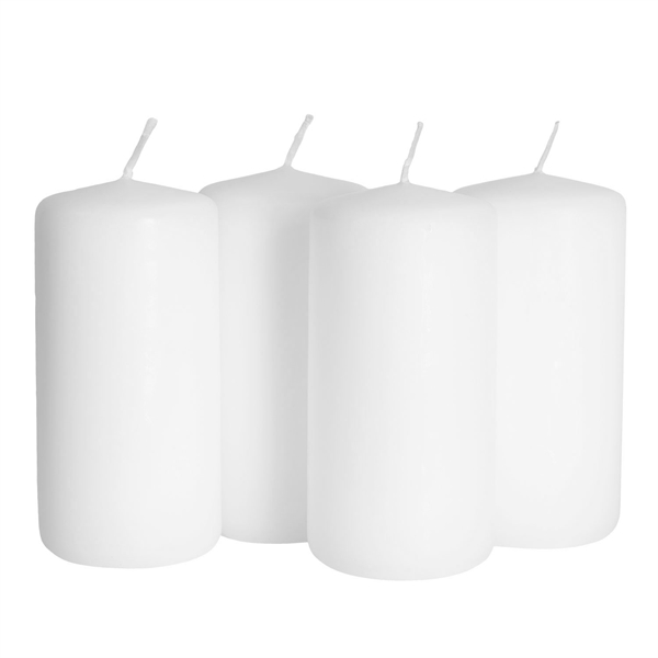 Bloklys hvid 5cm x 10cm, 4 stk. stearinlys