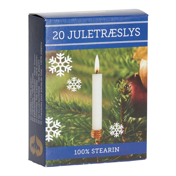 Juletræslys selvslukkende hvid 1,2cm x 12cm, 20 stk. stearinlys