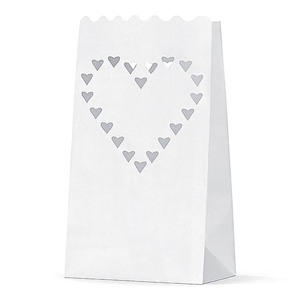 Lyspose Hjerte 26cm, 10 stk. bryllupspynt