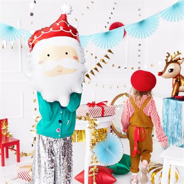 Folieballon Julemand hvid/rød 60cm julepynt til julefrokost