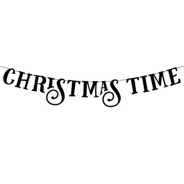 Guirlande Christmas Time sort 14cm x 80cm jul