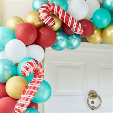 Ballonbue-Kit Merry Christmas hvid/rød/grøn/guld  juleudsmykning og dørdekoration