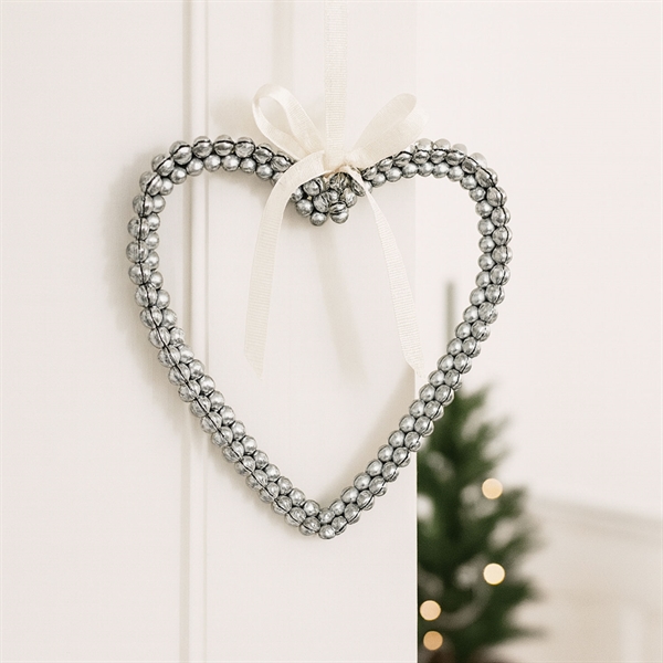 Hjerte med metalklokker 20cm julepynt