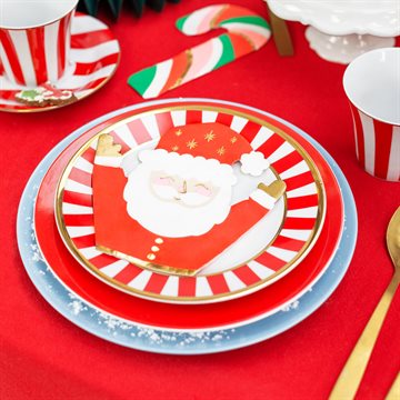 Servietter Julemand hvid/rød/guld, 20 stk. servietter til julefrokost og julemiddag
