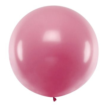 Kæmpe ballon rund lys pink metallic 1m festartikler