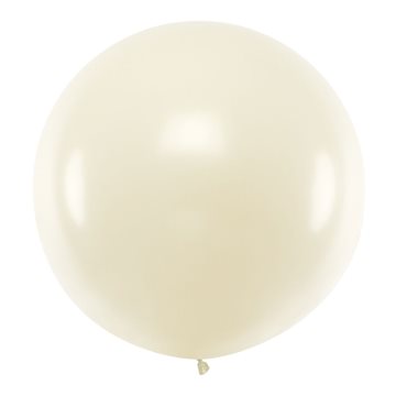 Kæmpe ballon rund råhvid metallic 1m festartikler