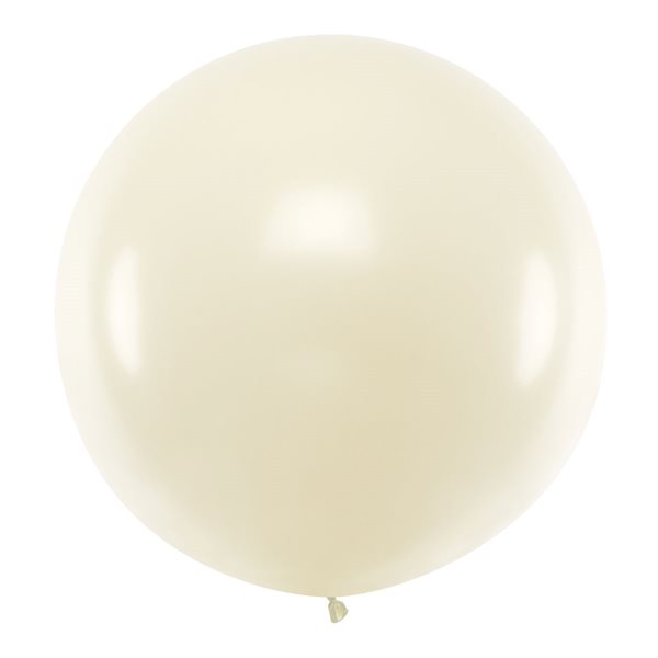 Kæmpe ballon rund råhvid metallic 1m festartikler