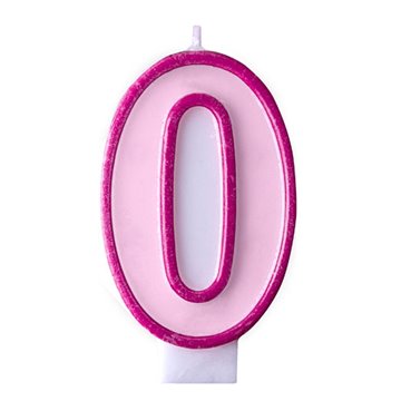 Fødselsdagslys tal 0 lyserød. festartikler