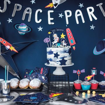 Cake Topper Space - Rumfart, 7 stk. kagepynt til fødselsdagskage