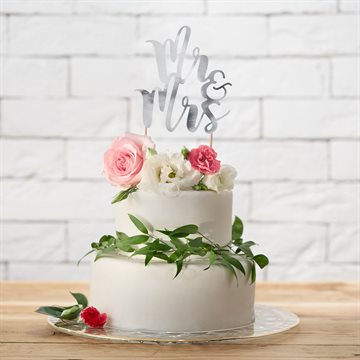 Cake Topper Mr & Mrs sølv bryllup
