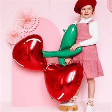 Folieballon Kirsebær rød/grøn 73cm x 88cm festpynt
