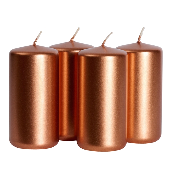Bloklys kobber 5cm x 10cm, 4 stk. stearinlys
