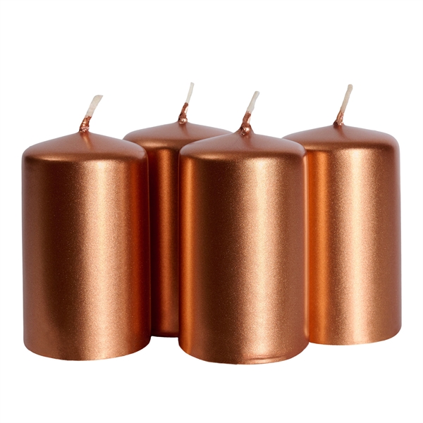 Bloklys kobber 4cm x 7cm, 4 stk. stearinlys