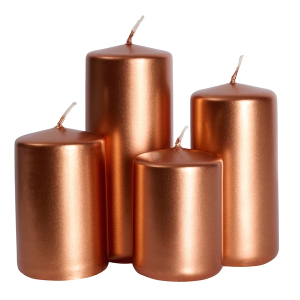 Bloklys kobber mix, 4 stk. stearinlys