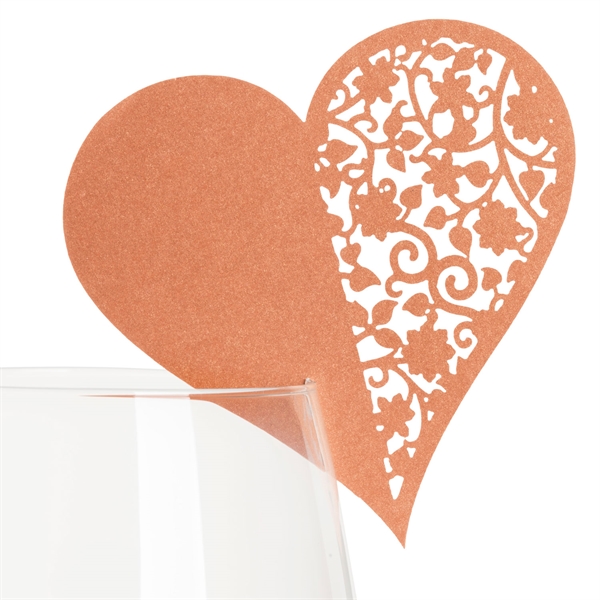 Bordkort Hjerte kobber perlemor, 10 stk. borddæknig