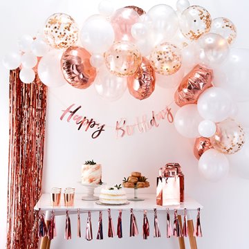 Ballonbue Kit hvid/rosegold 4m festartikler