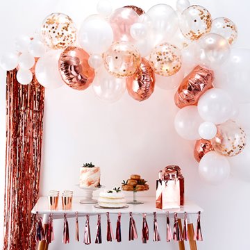 Ballonbue Kit hvid/rosegold 4m festartikler