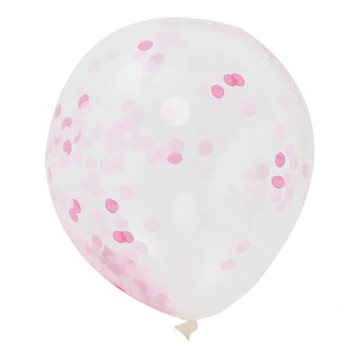 Balloner konfetti lyserød/pink 30cm, 5 stk. festartikler