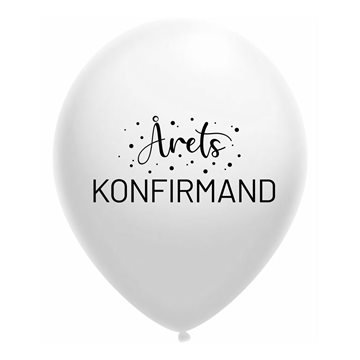 Ballon Årets Konfirmand hvid/sort 30cm, 10 stk. festartikler