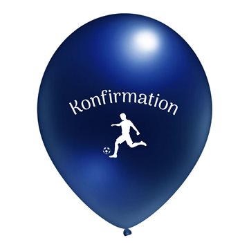 Balloner Konfirmation Fodbold mørk blå 30cm, 10 stk. festartikler