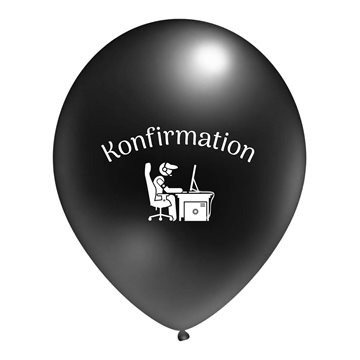 Ballon Konfirmation Gamer sort 30cm, 10 stk. festartikler
