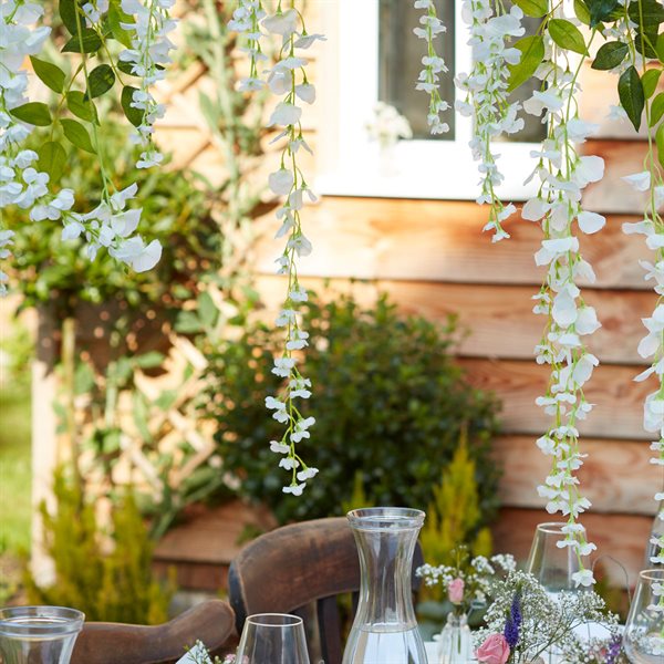 Guirlande Hortensia blomst hvid/grøn 1m udsmykning