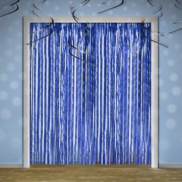 Lametta forhæng/backdrop blå 2,5m x 90cm festartikler