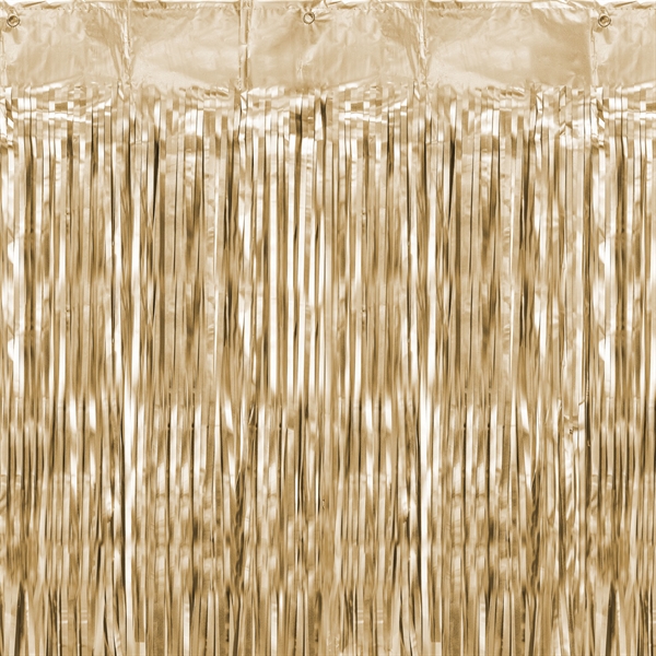 Lametta glimmerforhæng guld mat metallic 2,5m x 90cm festartikler