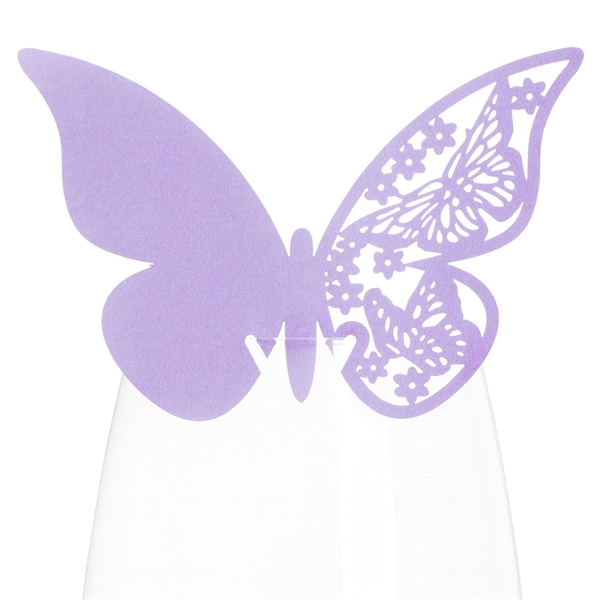 Bordkort Sommerfugl lys lilla perlemor, 10 stk. borddækning