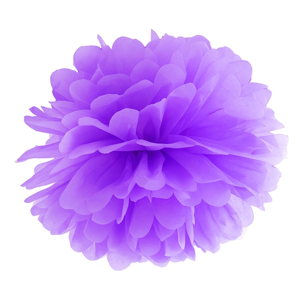 Pompon papirdekoration lys lilla 35cm festartikler