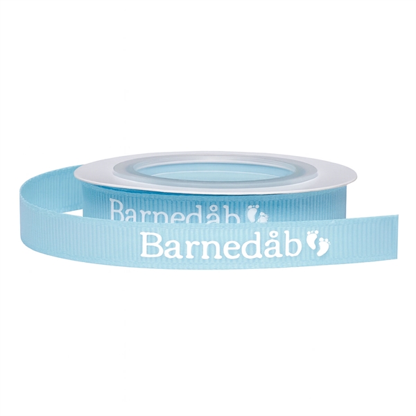 Bånd Barnedåb lyseblå/hvid 1cm x 5m barnedåbspynt