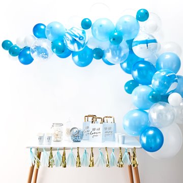 Ballonbue-Kit hvid/blå 4m festartikler