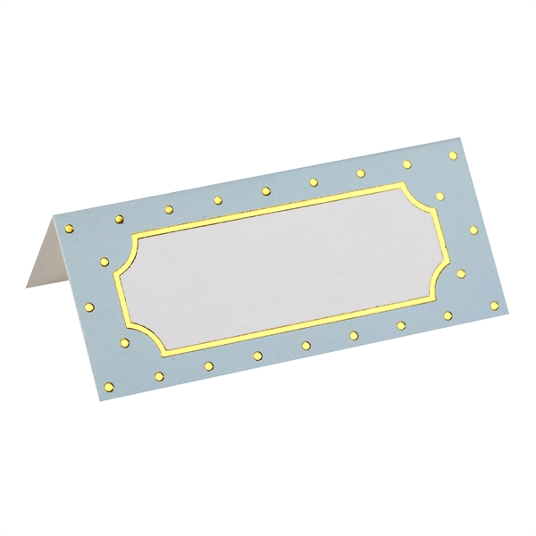 Bordkort Prikker lyseblå/guld, 10 stk. borddækning